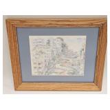 Vintage San Francisco Print Of Watercolor Unsigned