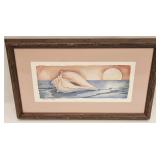 Vtg 1988 P Brent Tropical Sea Shell Print Signed