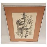 1974 Linda Picken Litho Numbered 38/400 Racoon