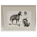 Vintage Cowboy Print Unframed