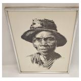 Vintage Print Of Black American In A Hat
