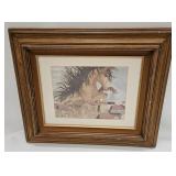Vintage Print Of Watercolor Depicting Horses