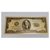 24K GOLD Plated Foil $2 Dollar Bill Novelty