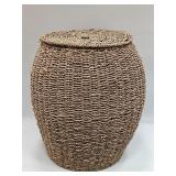 Large Boho Handwoven Jute Basket & Lid