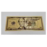 24K GOLD Plated Foil $5 Dollar Bill Novelty