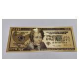24K GOLD Plated Foil $20 Dollar Bill Novelty