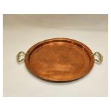 Vintage Hammered Copper Tray & Handles Marked 7