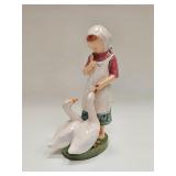 Vintage Ceramic Figure Little Girl & Geese
