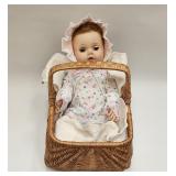 Vintage American Character Doll In Basket