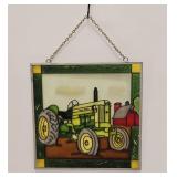 John Deere Tractor Stained Glass Panel