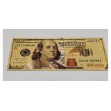 24K GOLD Plated Foil $100 Dollar Bill Novelty