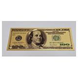 24K GOLD Plated Foil $100 Dollar Bill Novelty