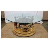 Carousel Horse Glass Top Table