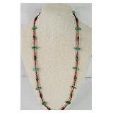Zuni Heishi Necklace with Turquoise and Coral