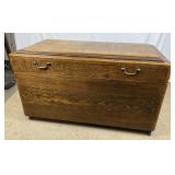 Solid Tiger Oak Storage Chest On Casters