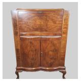 Art Deco Mid Century Burlwood Bar Cabinet