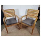 Bamboo Wood Chairs w Cushions (2)