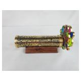 Etched Floral Brass Kaleidoscope w Base