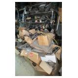 metal wire rolling cart with parts and boxes