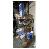 metal shelf with contents
