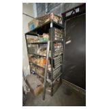 metal shelf with parts boxes & more