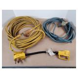 2 heavy duty extension cords w/ multple outlets