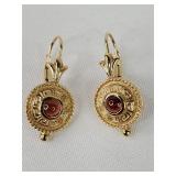 14K Gold Ornate Drop Earrings