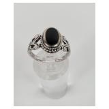.925 Silver Ring w/ Black Stone