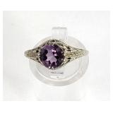 14K White Gold Amethyst Ring