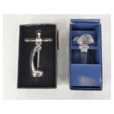 Towle Crystal Turtle Bottle Stopper & Corkscrew