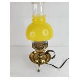 Vintage Yellow Glass Hurricane Lamp
