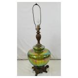 MCM Green Carnival Glass Table Lamp