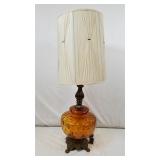 1970s Hollywood Regency Amber Glass Lamp