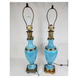 Pair of Vintage Blue Porcelain Table Lamps