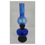 Cobalt Blue Glass Oil Lamp