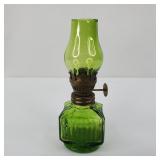 Rustic Green Glass Miniature Oil Lamp