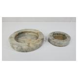 Solid Grey Marble Ashtray Set