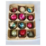 Mid-Century Mixed Glass Holiday Ornaments (12)