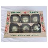 Shiny Brite Green Gold Glass Ornaments (6)