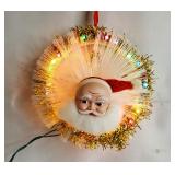Lighted Santa Fiber Optic Tree Topper Wreath
