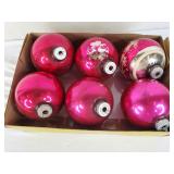 Shiny Brite Pink Blown Glass Ornaments (6)