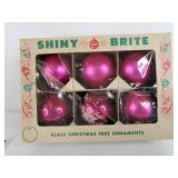 Shiny Brite MCM Pink Glass Ornaments (6)