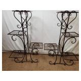 Wrought Iron Multi-Tier Plant Stand Pair