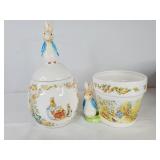 Peter Rabbit Flower Pot & Cookie Candy Jar w Lid