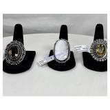 3 German silver rings size 9