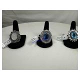 3 German silver rings size 8