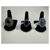 Three German silver size 7 rings