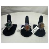 3 German silver size 6,7 rings