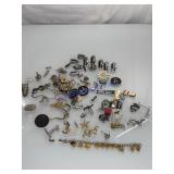 Antique gold & silver cufflinks Tie clasp