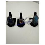 Three German silver size 8 rings